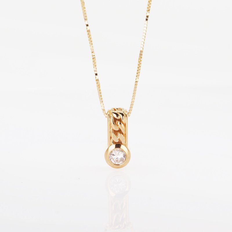 Curby Bezel Necklace | 鑽石頸鏈 | 18K 黃金 - 項鍊 - 貴金屬 金色