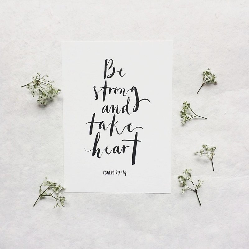 TAKE HEART | PSALM 27:14 - 卡片/明信片 - 紙 白色