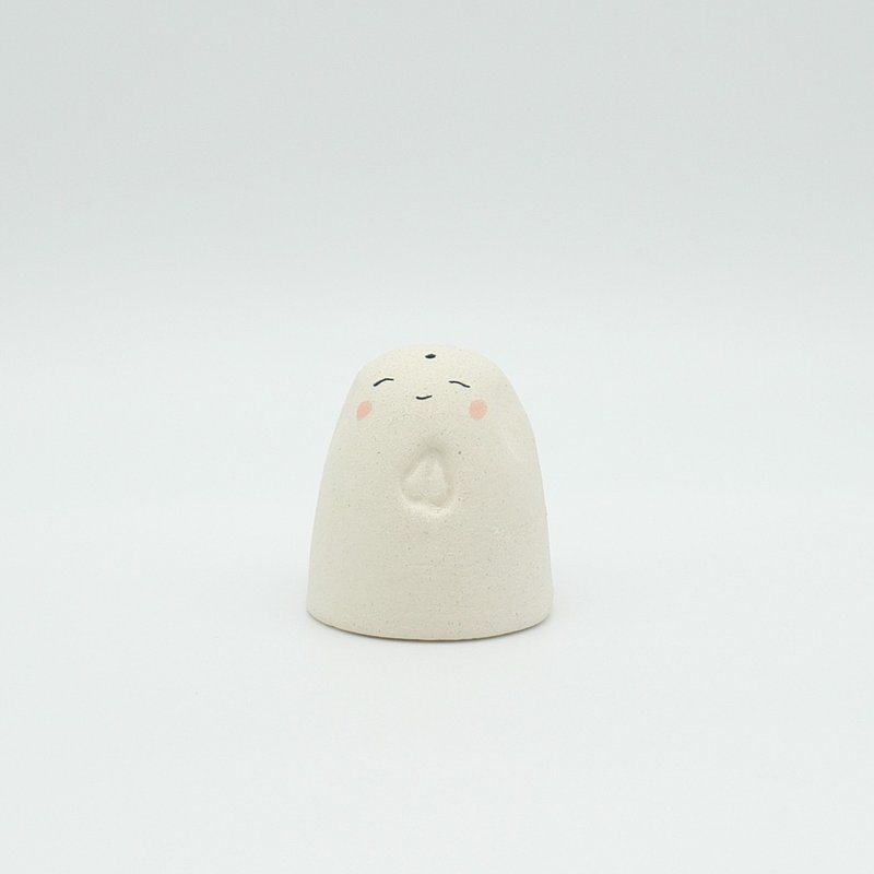 手作り陶人形　ピンクのほっぺのお地蔵さん - 擺飾/家飾品 - 陶 卡其色