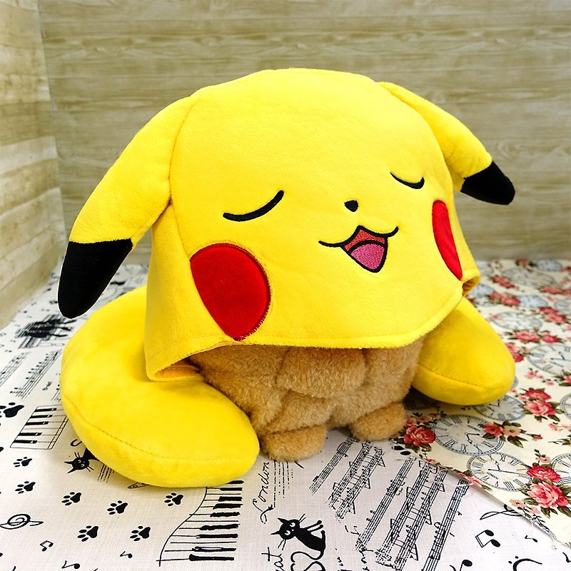 Pokemon Pokémon Pikachu Hooded Neck Pillow Nap Pillow Pillow - หมอน - เส้นใยสังเคราะห์ สีเหลือง