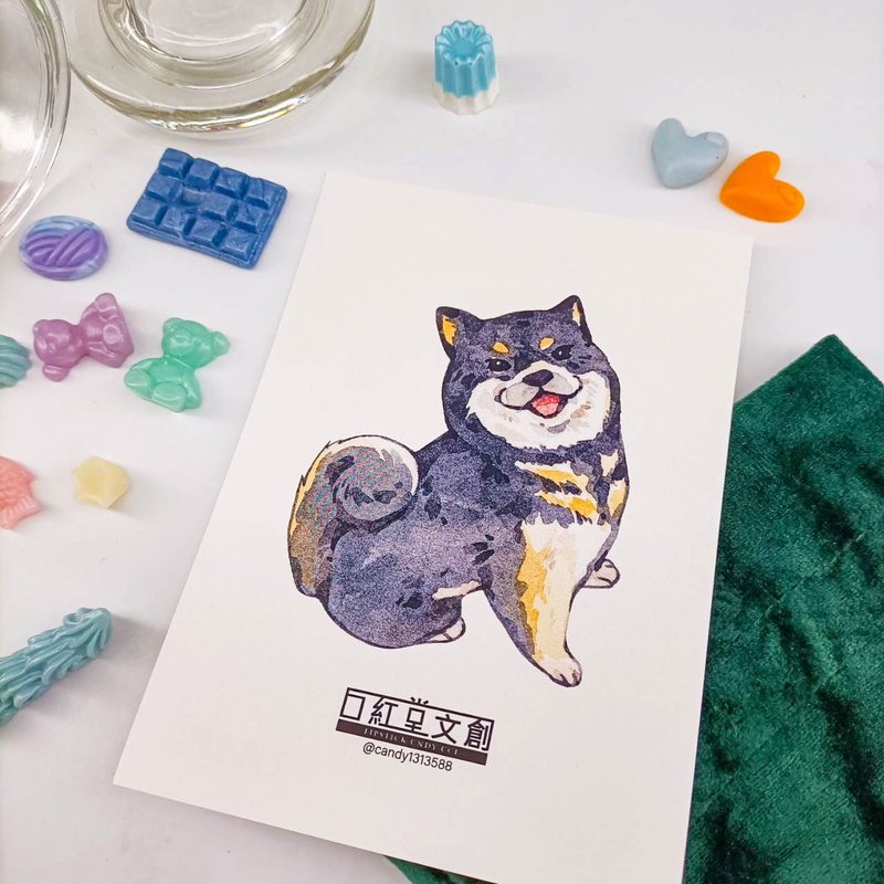 KR474_口紅堂明信片_柴犬4_candy1313588 postcard - 卡片/明信片 - 紙 多色