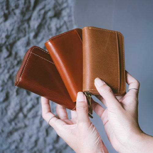 寇比手工皮件 Colbie Leather 真皮率性卡片零錢包 16-308 黑/淺油皮/紅棕/黃棕