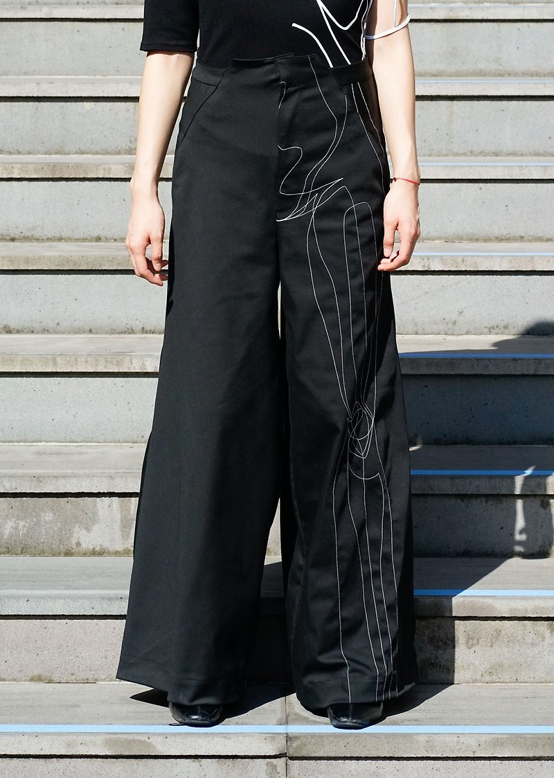 2020SS Kyudo-Style Width Pants - パンツ レディース - コットン・麻 ブラック