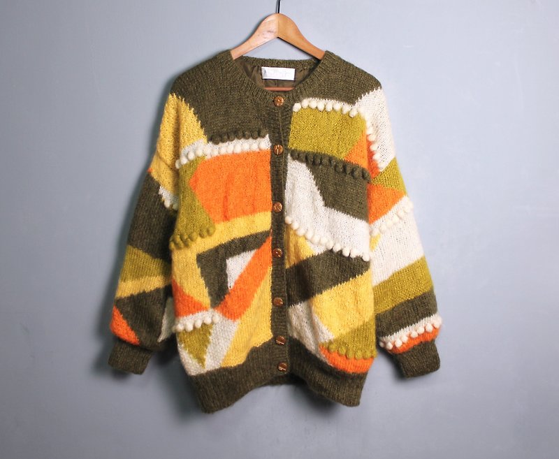 FOAK ancient grass slope color block Angora mountain wool coat - Women's Sweaters - Wool 