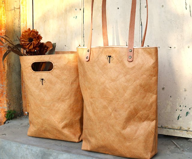 Customized name] Washed kraft paper bag, exclusive customized handbag/tote  bag Christmas gift - Shop Leather In Sun Handbags & Totes - Pinkoi
