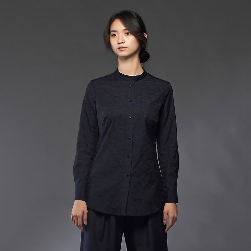 另想法設計 By Gary Lin 黑藍迷彩隱形口袋長袖襯衫-日本純棉布料