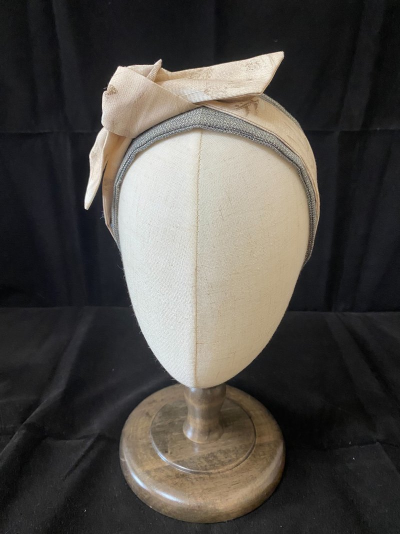 獨吟/雙色打結髮帶/日本先染布 - 髮箍/髮帶 - 棉．麻 粉紅色