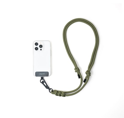 ERGOMI Knot 8.0mm 編織手機掛繩夾片組 - 松葉綠
