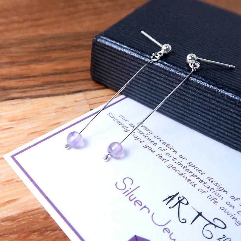 Lavender Amethyst Auricular Auricular (Small) - 925 Sterling Silver Natural Stone Earrings - ต่างหู - เงินแท้ 