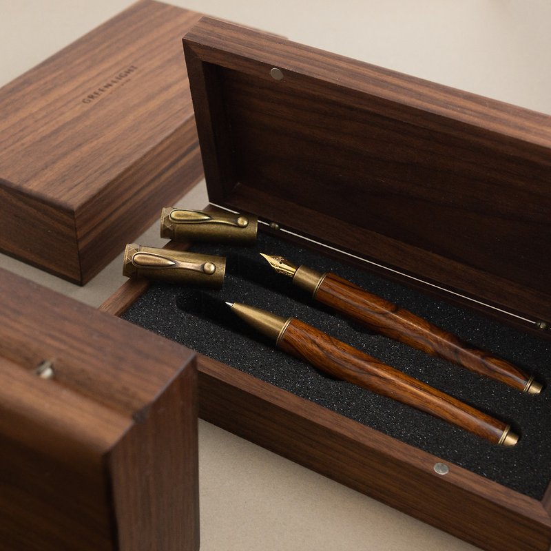 Solid wood fountain pen ballpoint pen | Magnetic classic model・Pen matching gift box・Can be laser engraved - Rollerball Pens - Wood Brown
