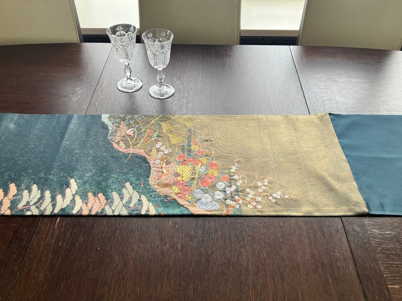 着物 帯 テーブルランナー TR007 - 餐桌布/桌巾/餐墊 - 絲．絹 藍色