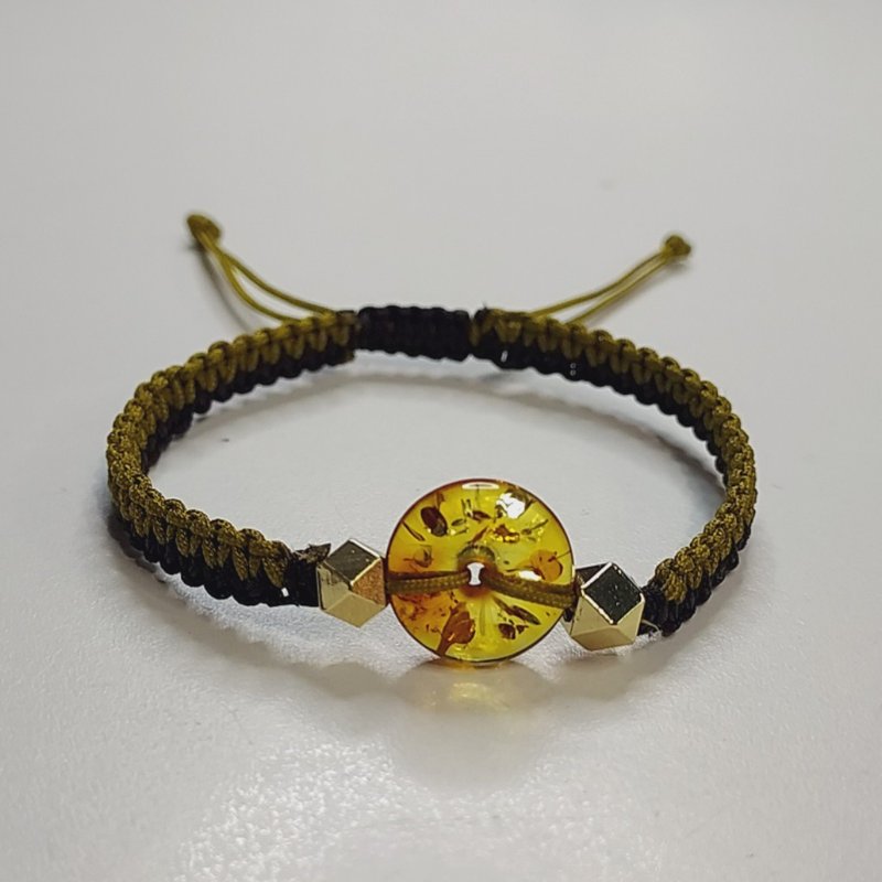 蜜蠟琥珀平安扣手繩 - 招財 健康 長壽之寶石 - 手鍊/手環 - 半寶石 