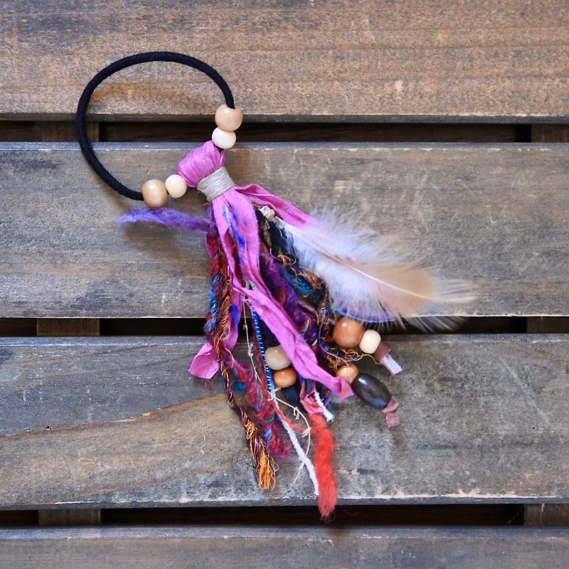 Feather hair tie - Hair Accessories - Cotton & Hemp Multicolor