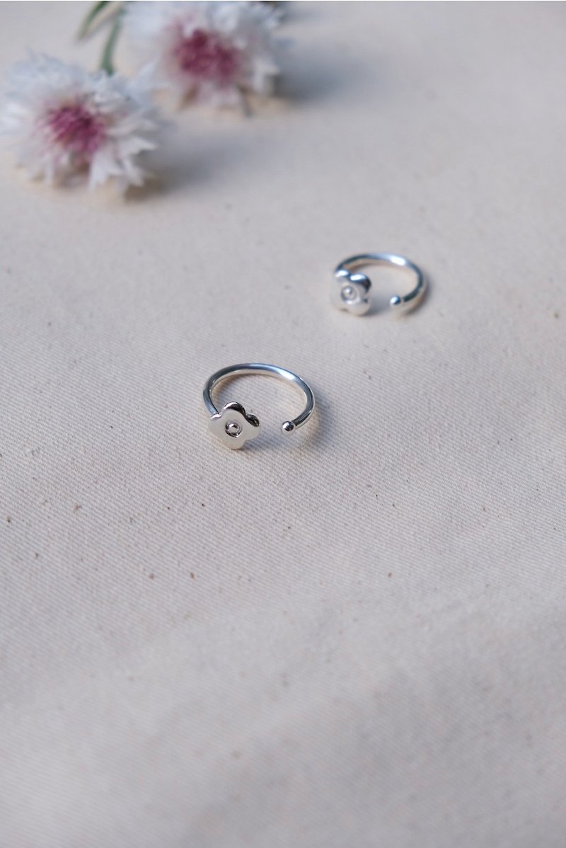四形花 開放式戒指 - 戒指 - 純銀 銀色