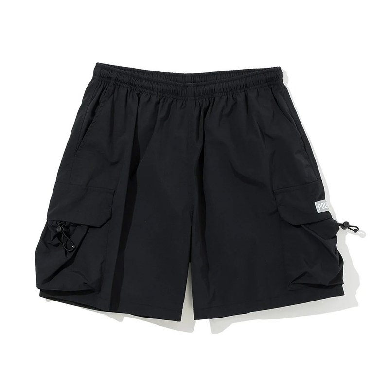 日本限定POLER SHIRRING NYLON WIDE CARGO SHORTS 工裝短褲 / 黑 - 男短褲/工作短褲 - 尼龍 黑色