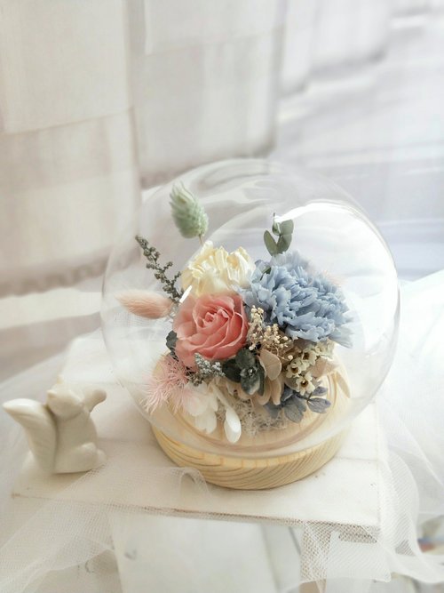 花曜日FlowerDays 圓球玻璃花盅 畢業禮物 永生花禮 生日禮物畢業畢業 老師禮物