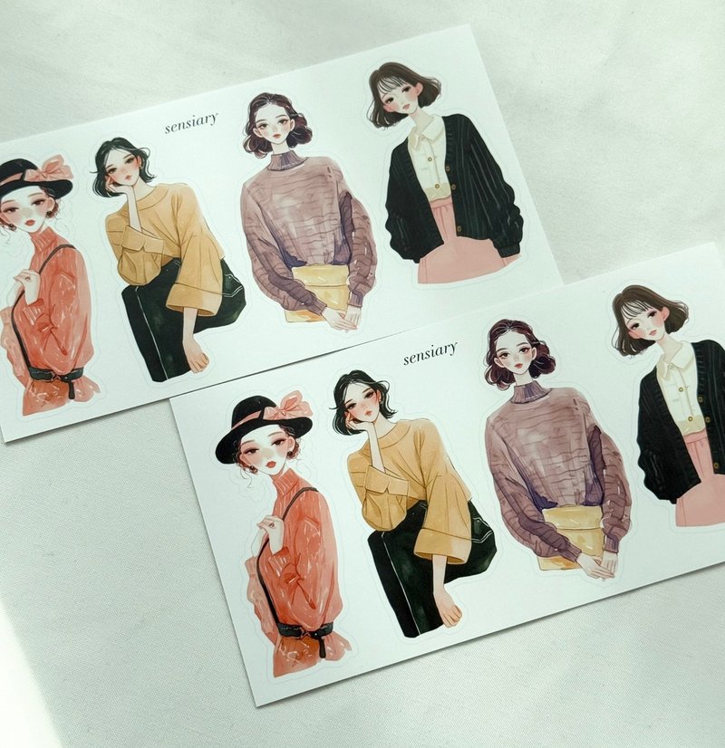 sensiary attractive female stickers 5sheets - 卡片/明信片 - 紙 