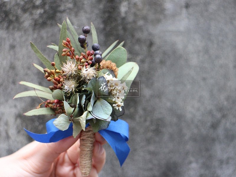 Country Classical Dry Corsage - ตกแต่งต้นไม้ - พืช/ดอกไม้ สีน้ำเงิน