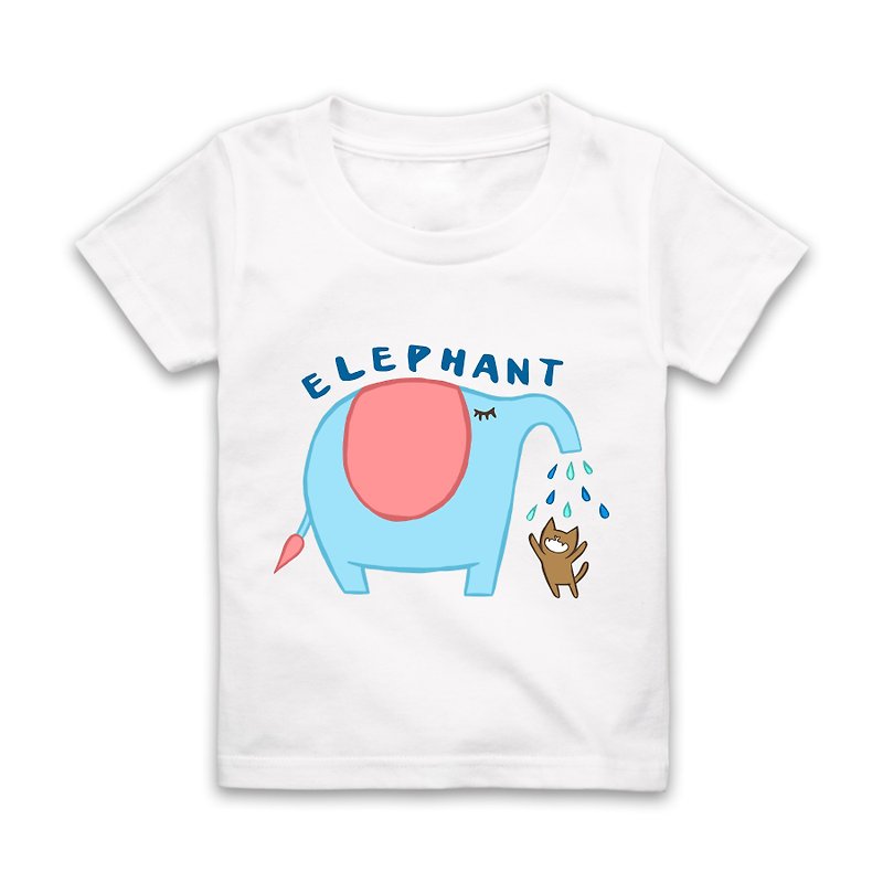 Letter E-ELEPHANT Short Sleeve T-Shirt-White - Tops & T-Shirts - Cotton & Hemp White