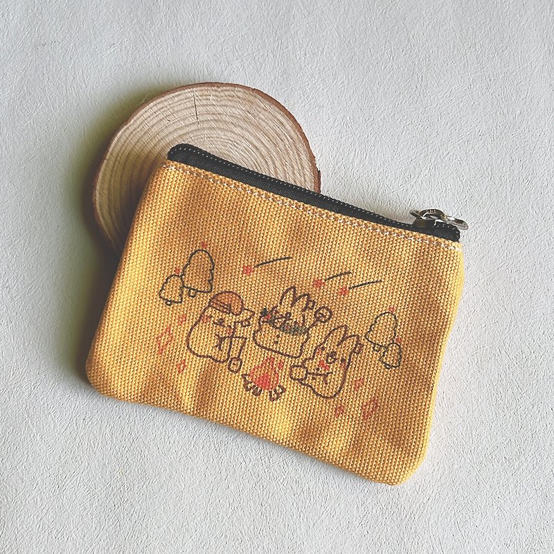 Bonnie rabbit canvas small coin purse/marshmallow camping - Coin Purses - Cotton & Hemp Orange