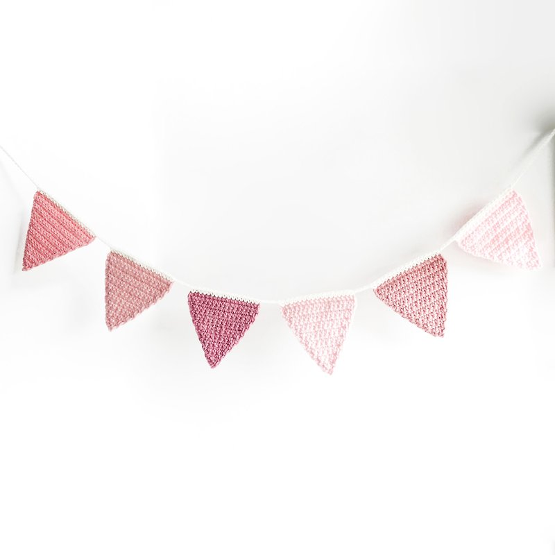 編織粉紅三角旗 (派對/露營/野餐/生日佈置裝飾) 掛旗 掛飾 吊旗 - 壁貼/牆壁裝飾 - 其他人造纖維 粉紅色