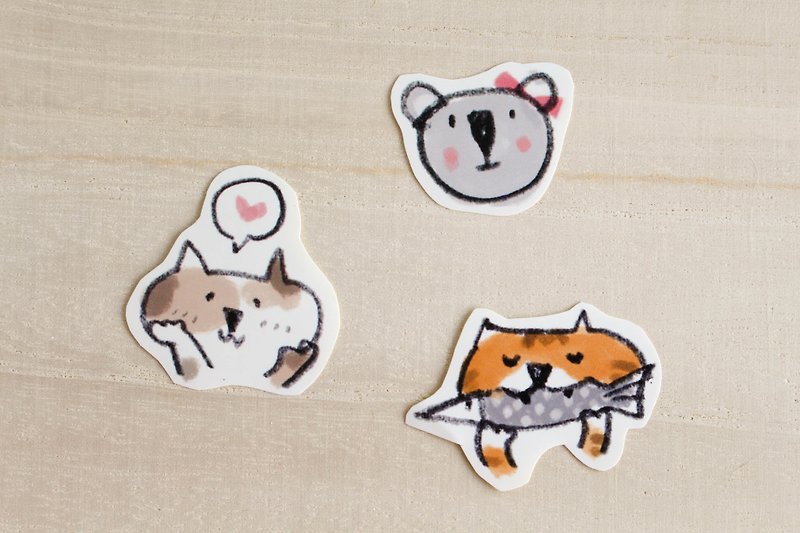 Hand Scrap Paper - Cat Face A - Stickers - Paper Multicolor