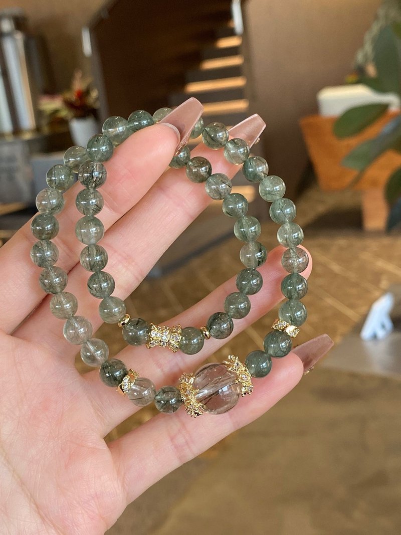希繆原創設計 好運系列 森系精靈主題清透綠發晶雙圈手鏈 - 手鍊/手環 - 其他金屬 