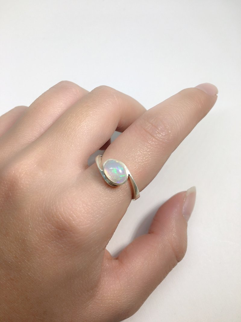 Nepal handmade sterling silver ring opal inlay production curve - General Rings - Gemstone Silver