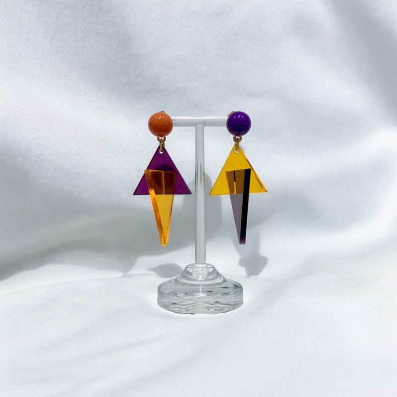 Colorful clear earrings  / Orange × Purple - ต่างหู - อะคริลิค สีม่วง