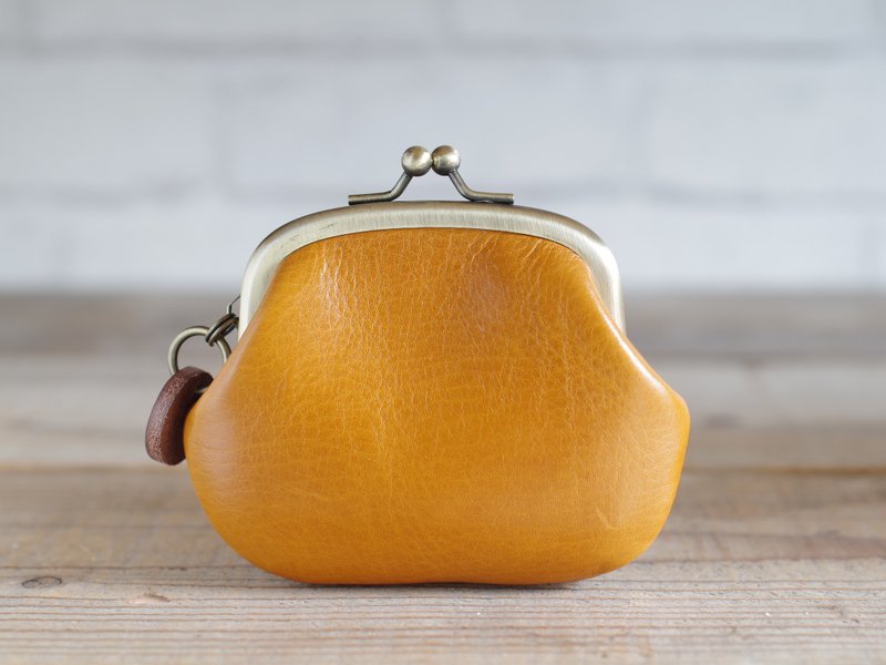 Leather kiss lock bag camel - Coin Purses - Genuine Leather Orange