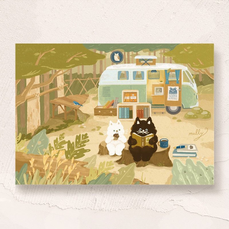 postcard-移動書店 - 卡片/明信片 - 紙 綠色