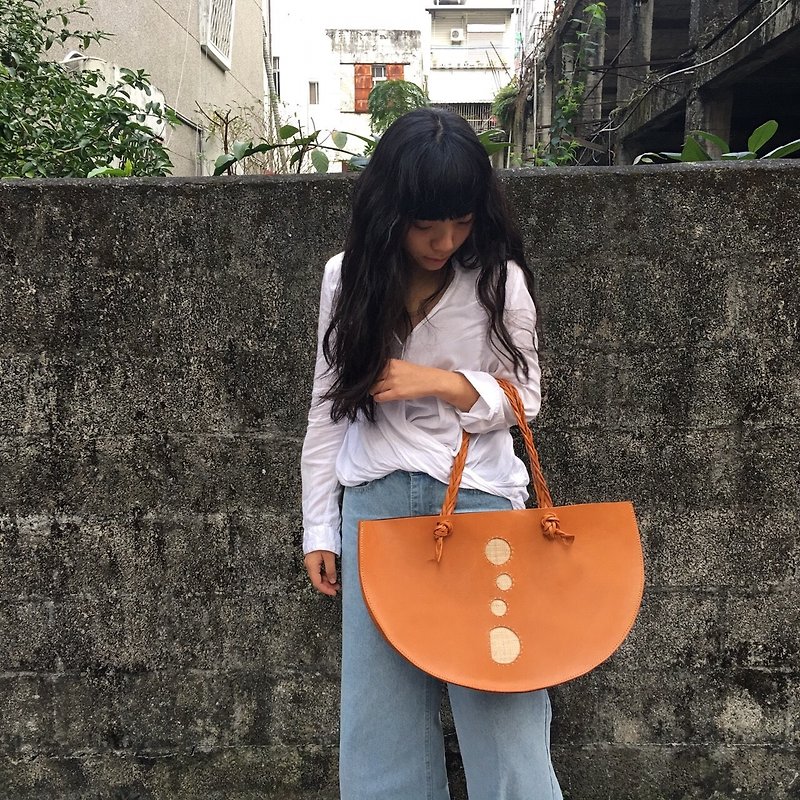 Exclusively Sold HereOriginal designHandmade Leather Banana Silk Moon Backpack - Messenger Bags & Sling Bags - Genuine Leather Orange