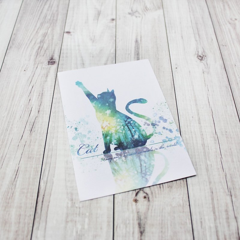 星空猫ポストカードgogo - カード・はがき - 紙 ブルー