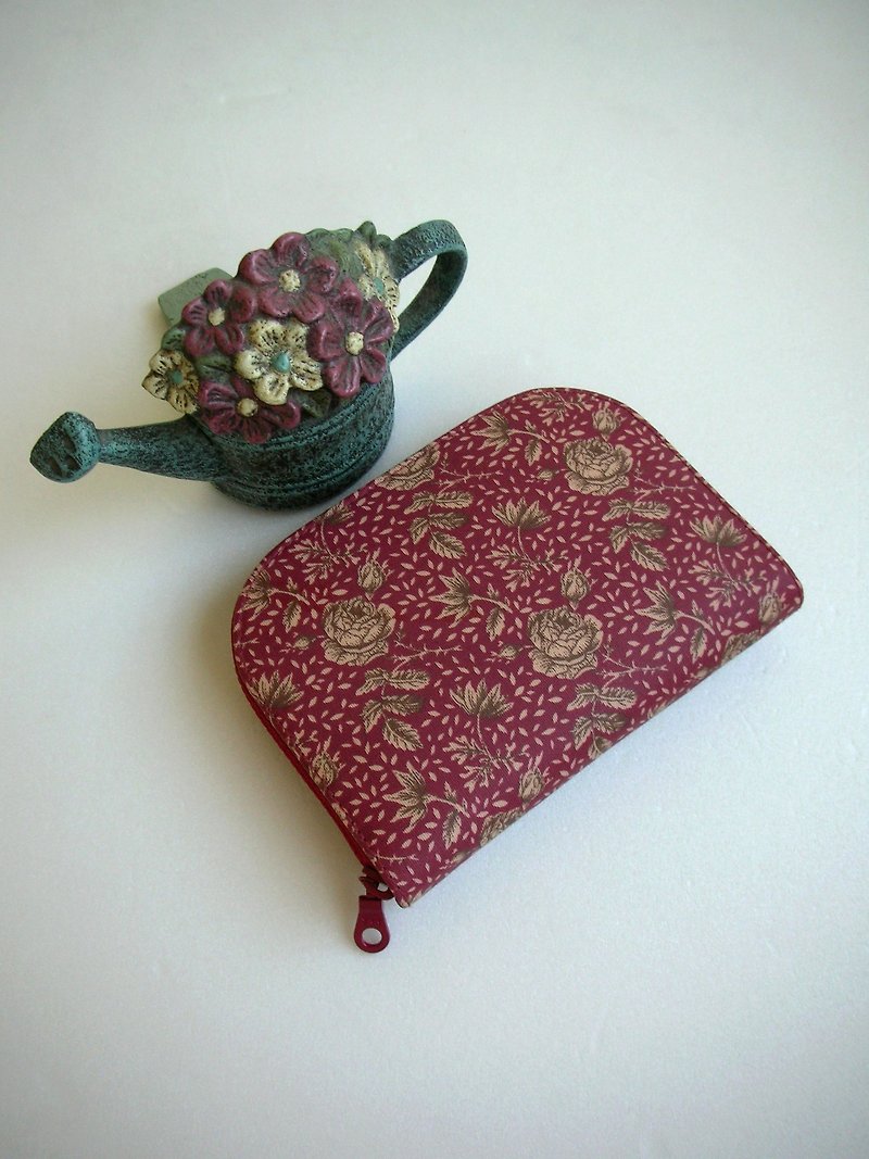 Classic LIBERTY [Fanjin Rose] Tarpaulin-short clip/wallet/coin purse - กระเป๋าสตางค์ - วัสดุกันนำ้ สีแดง