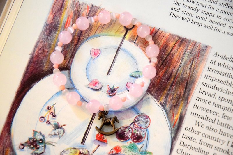 Fantasy Pink Rocking Horse Handmade Bracelet - สร้อยข้อมือ - วัสดุอื่นๆ สึชมพู