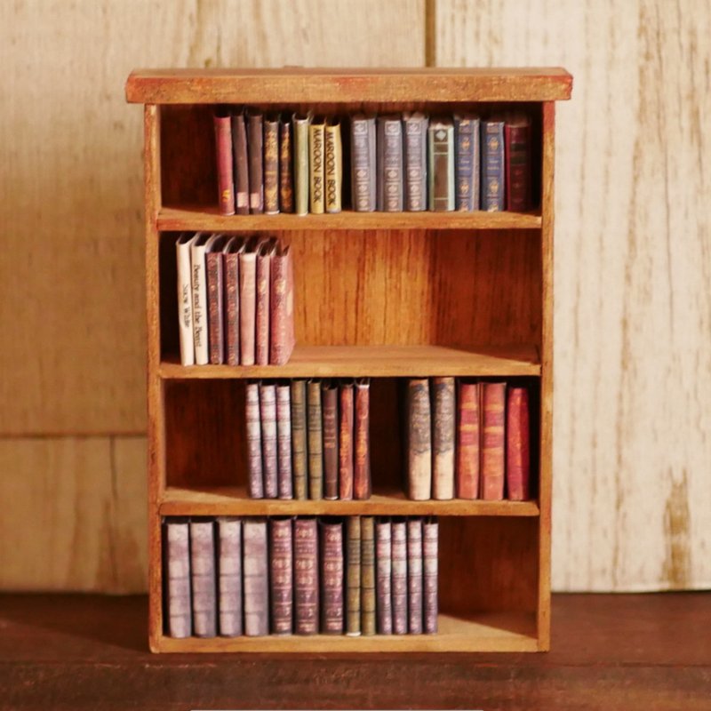 Miniature bookshelf and foreign books - Items for Display - Wood Brown