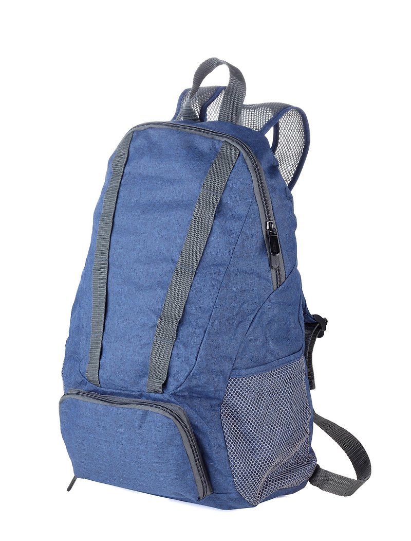 【客製化禮物】158公克超輕量摺疊收納背包(藍色) - 背囊/背包 - 聚酯纖維 藍色