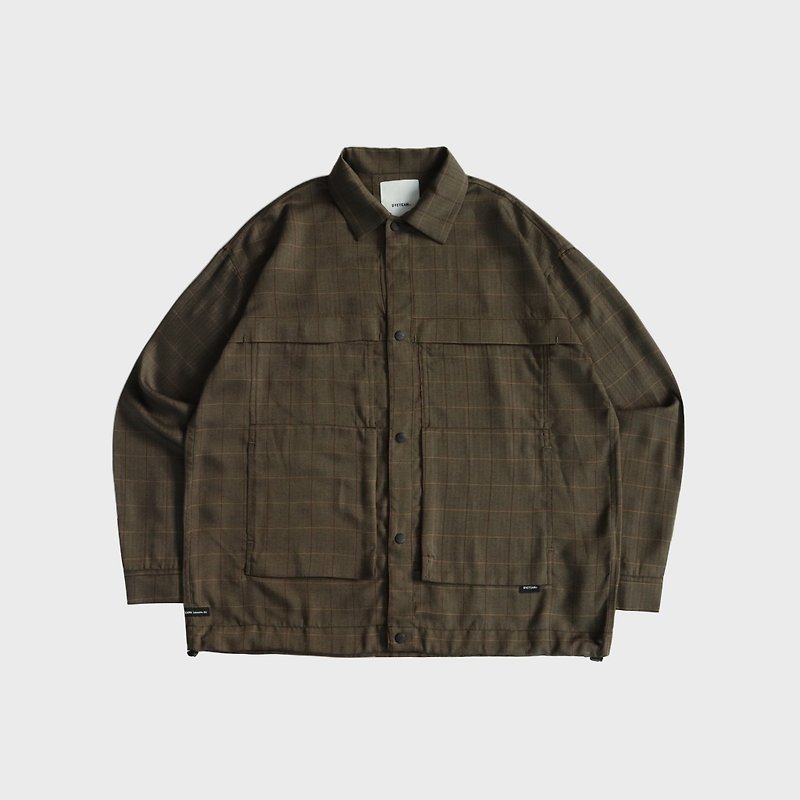 DYCTEAM - Patch pocket check shirt (brown) - Men's Shirts - Other Materials Brown