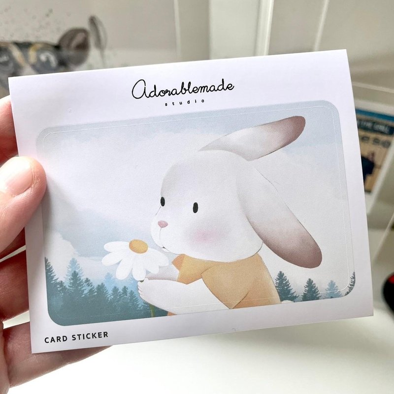 Card sticker : Bunny daisy - สติกเกอร์ - วัสดุกันนำ้ 