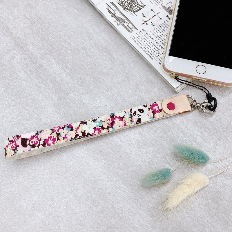 花現熊貓  手機吊繩/手繩/頸繩/飾品 - 手機掛繩/背帶 - 棉．麻 多色
