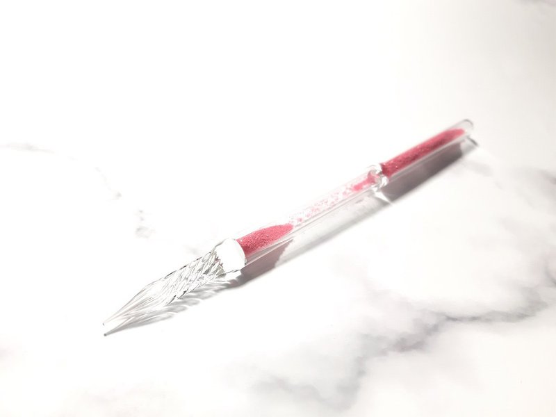 記憶 / 沙漏系列 / 沾水筆 / 琉璃筆 / 玻璃筆 / 桃花粉 - 沾水筆 - 玻璃 粉紅色