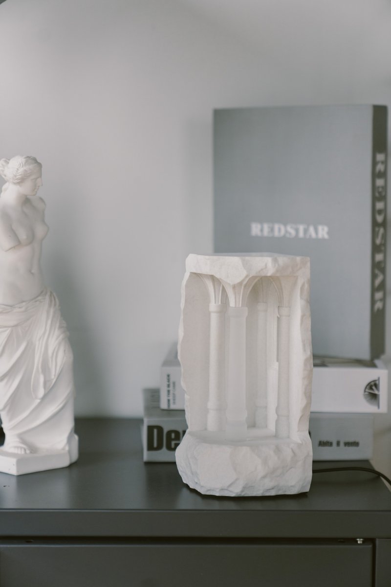 古代ローマの柱セメントテーブルランプ工業用水コンクリートナイトランプ雰囲気ランプUSBランプ装飾 - 照明・ランプ - コンクリート ホワイト