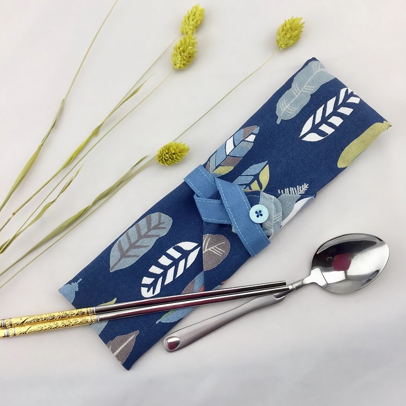 Colored Feather - Environmental Cutlery Bag - Chopsticks - Cotton & Hemp 
