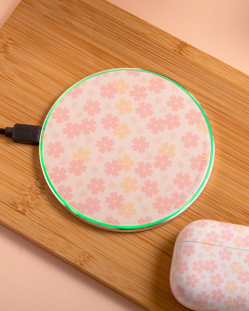 [Customized] Light Pink Sakura Wireless Charging Disk 15W Fast Charging Wireless Charger - ที่ชาร์จไร้สาย - อลูมิเนียมอัลลอยด์ 