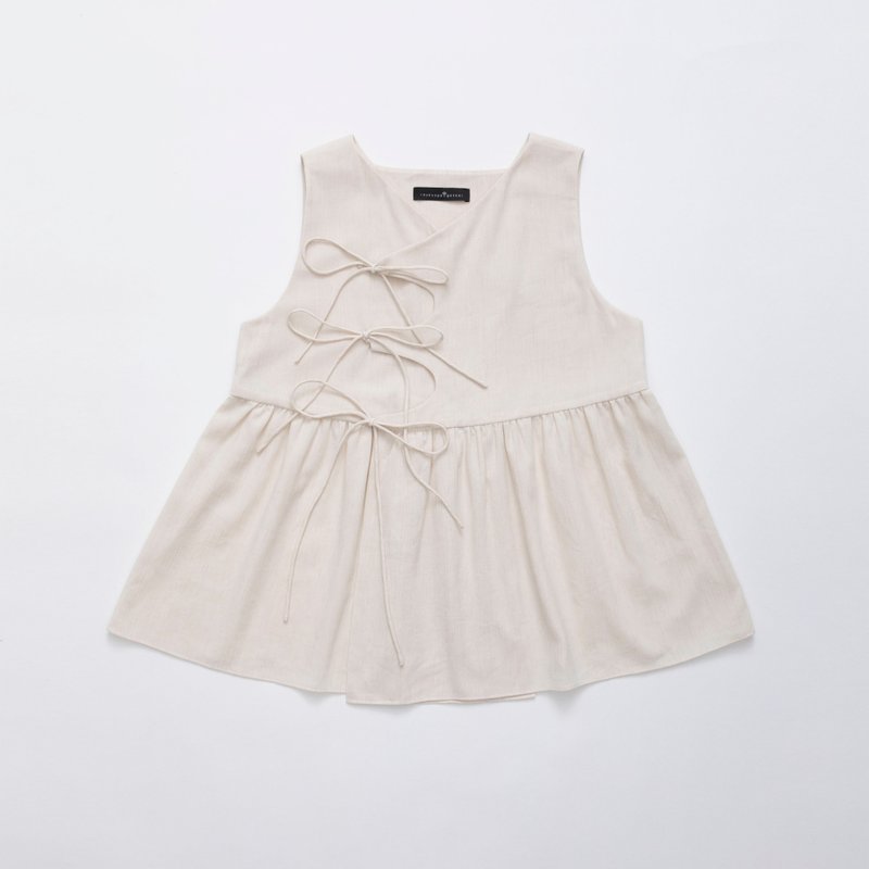 Sleeveless rabari top - 背心/無袖上衣 - 棉．麻 白色