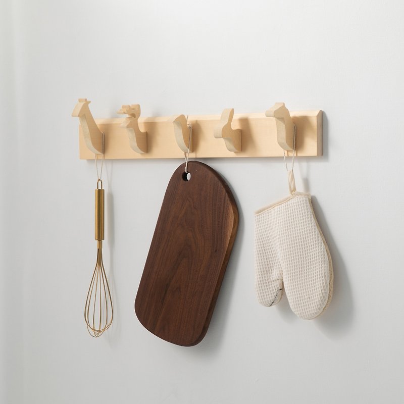 Log animal hanger cute style wall hanging - Hangers & Hooks - Wood Yellow