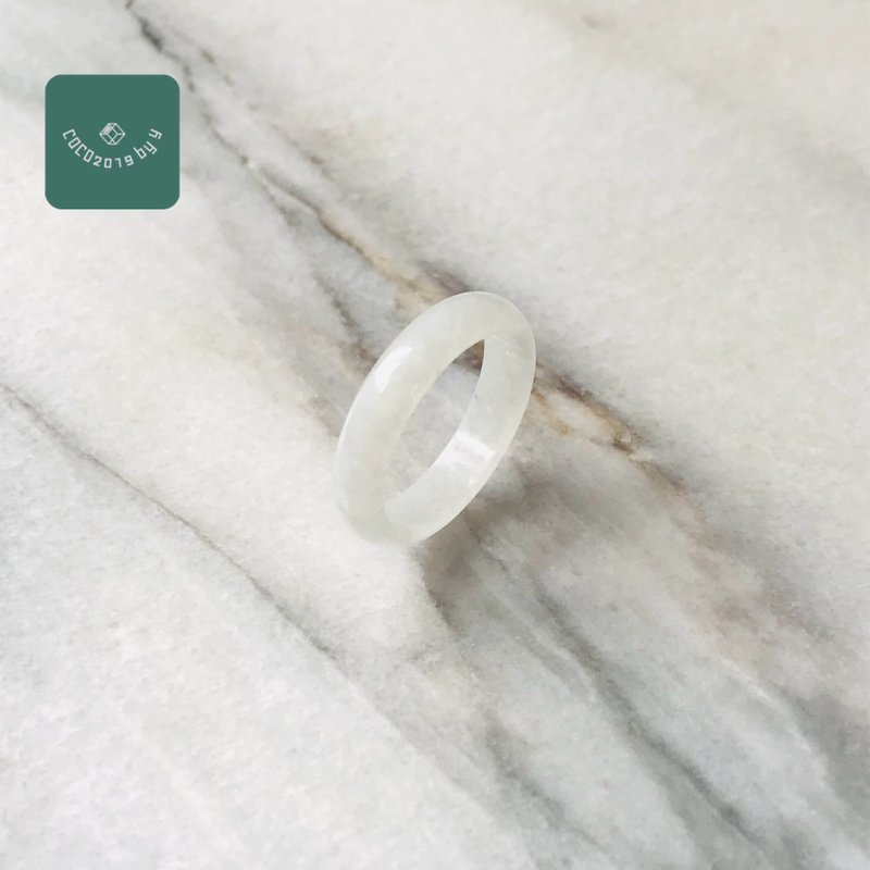 翡翠 玉石 本翡翠 戒指　天然石　緬甸產　19號 - 戒指 - 玉石 白色