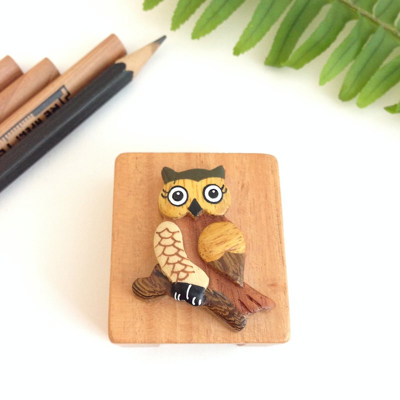 [X owl retro handmade wooden pencil sharpener] ✦ April - Other - Wood Brown