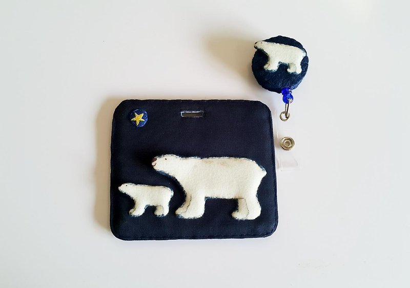 mini bear hand-made polar bear card set + telescopic pull ring (steel wire) exclusive - ID & Badge Holders - Cotton & Hemp 