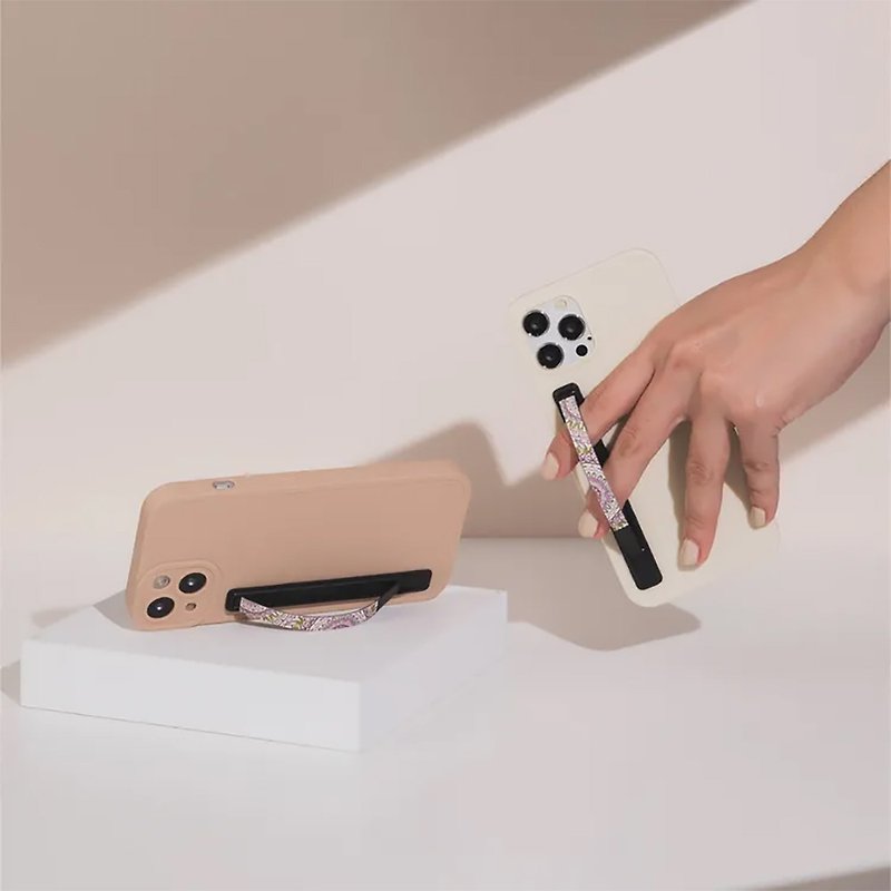 SleekGrip握帶手機支架/指環(超輕量/可換彈帶)大花曼陀羅x黑框 - 手機配件 - 塑膠 粉紅色